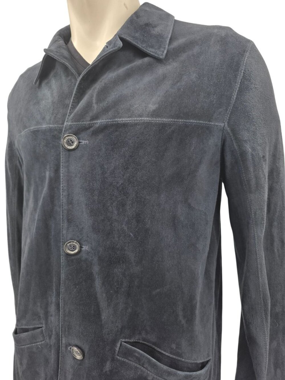 Canali Mens Lambskin Button-Up Jacket Navy Blue Size EU 50 US 40